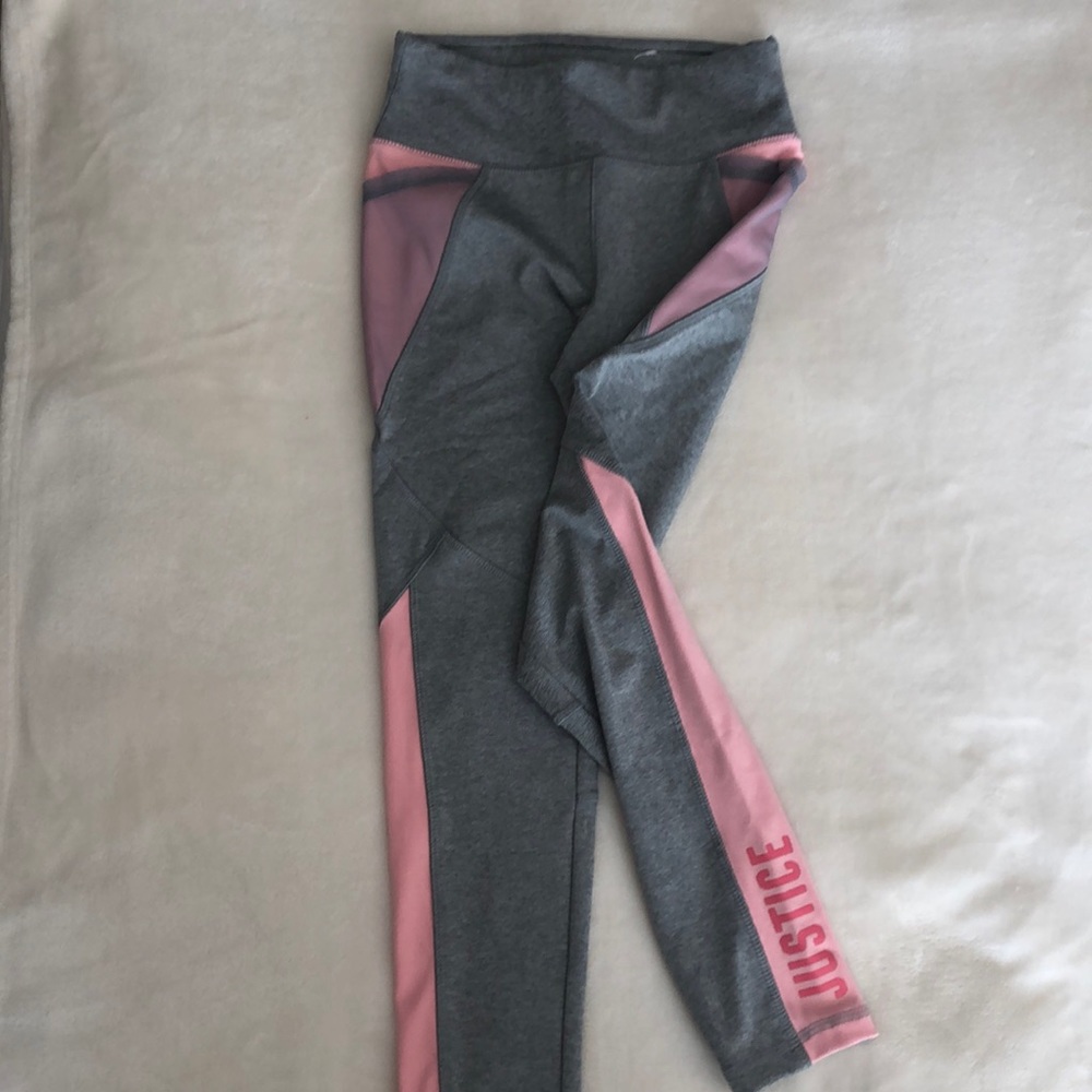 Justice pink / grey leggings